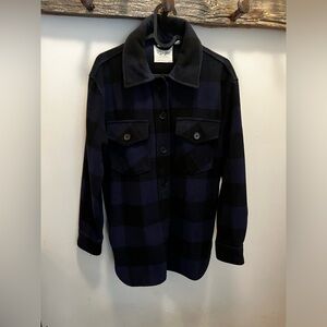 Buffalo Plaid Knit Shacket navy blue / black plaid, Women’s XS